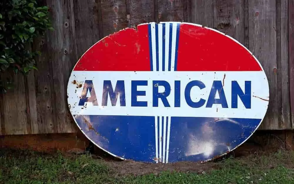 American text on metal