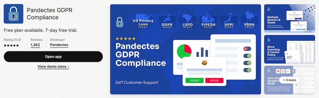 Pandectes GDPR Compliance on the Shopify App Store