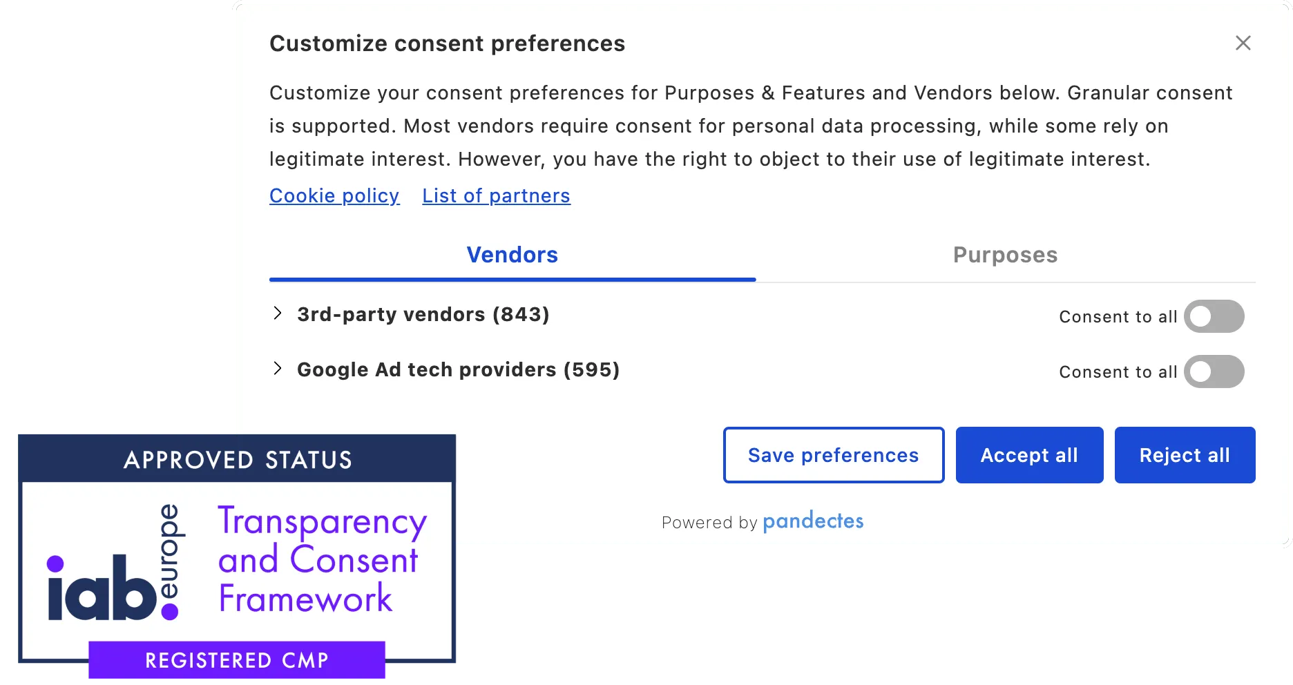 Pandectes GDPR Compliance IAB TCF v2.3 for Shopify