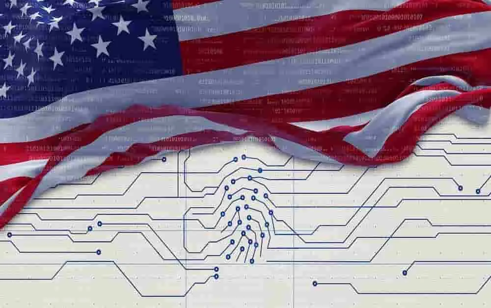 US flag over circuit