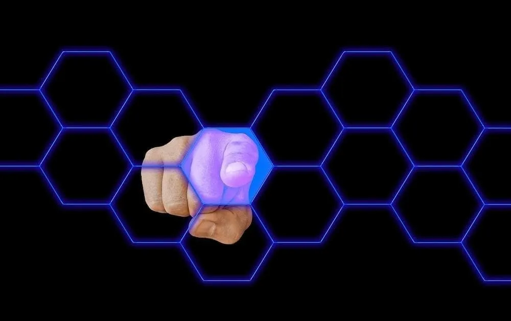 finger over hexagons