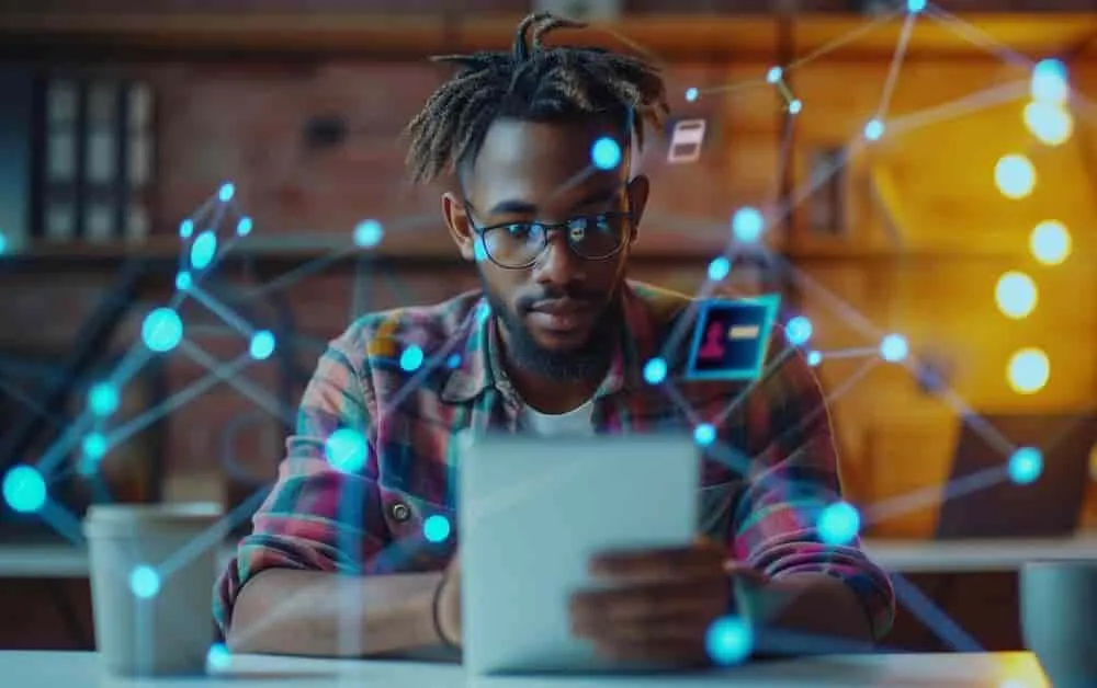 man on tablet