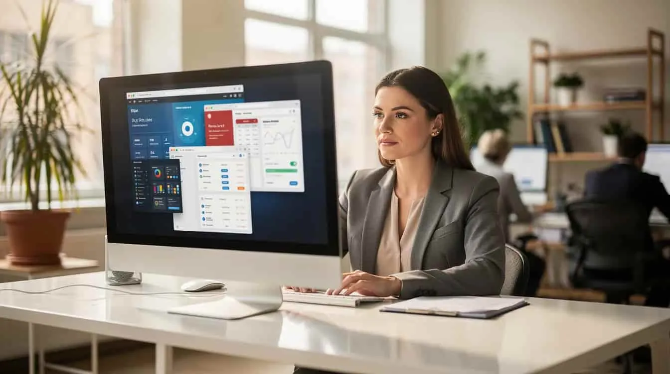 woman on desk